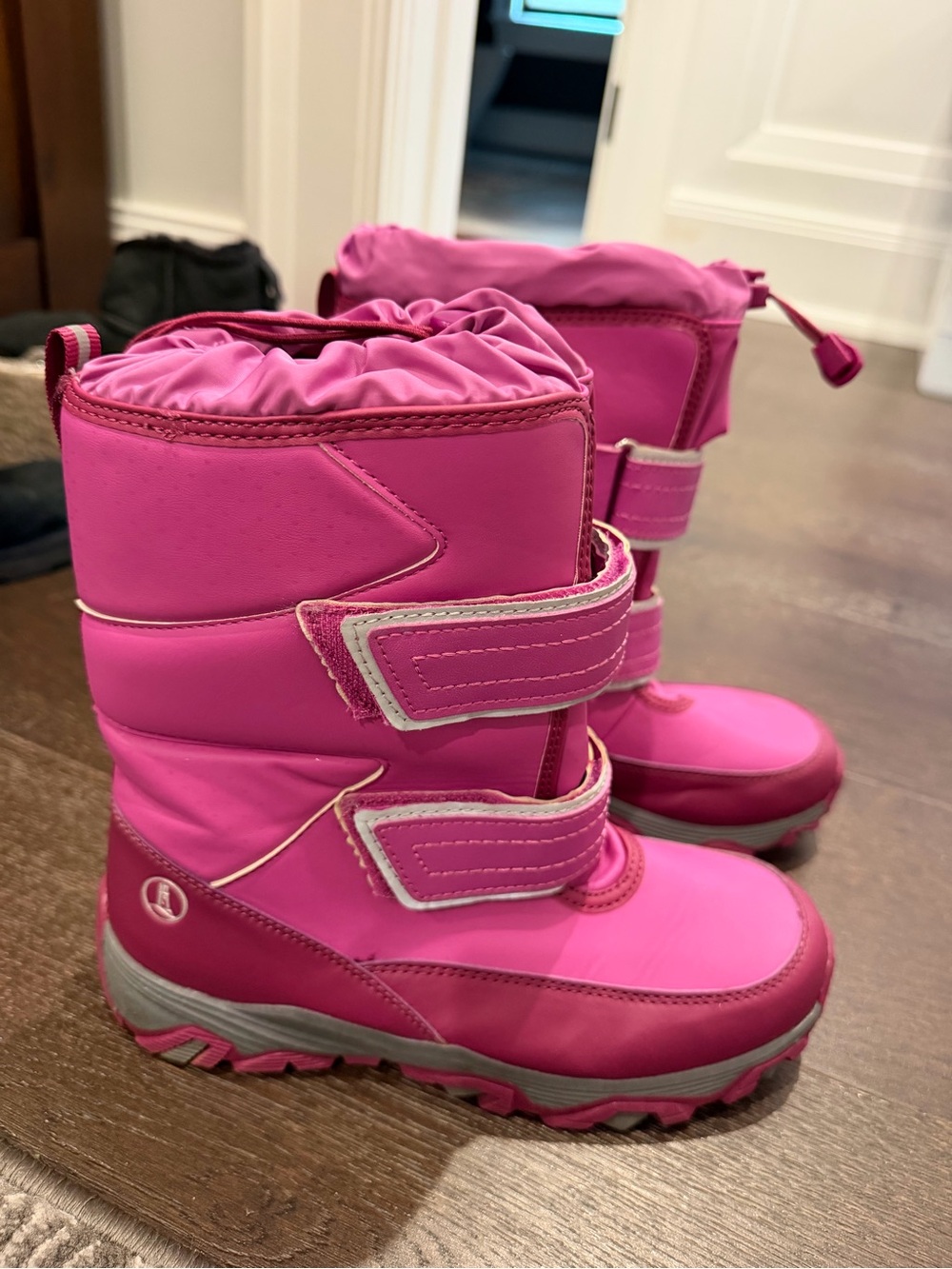 Lands end Kids Pink Winter Boots with Hook-and-Loop Straps